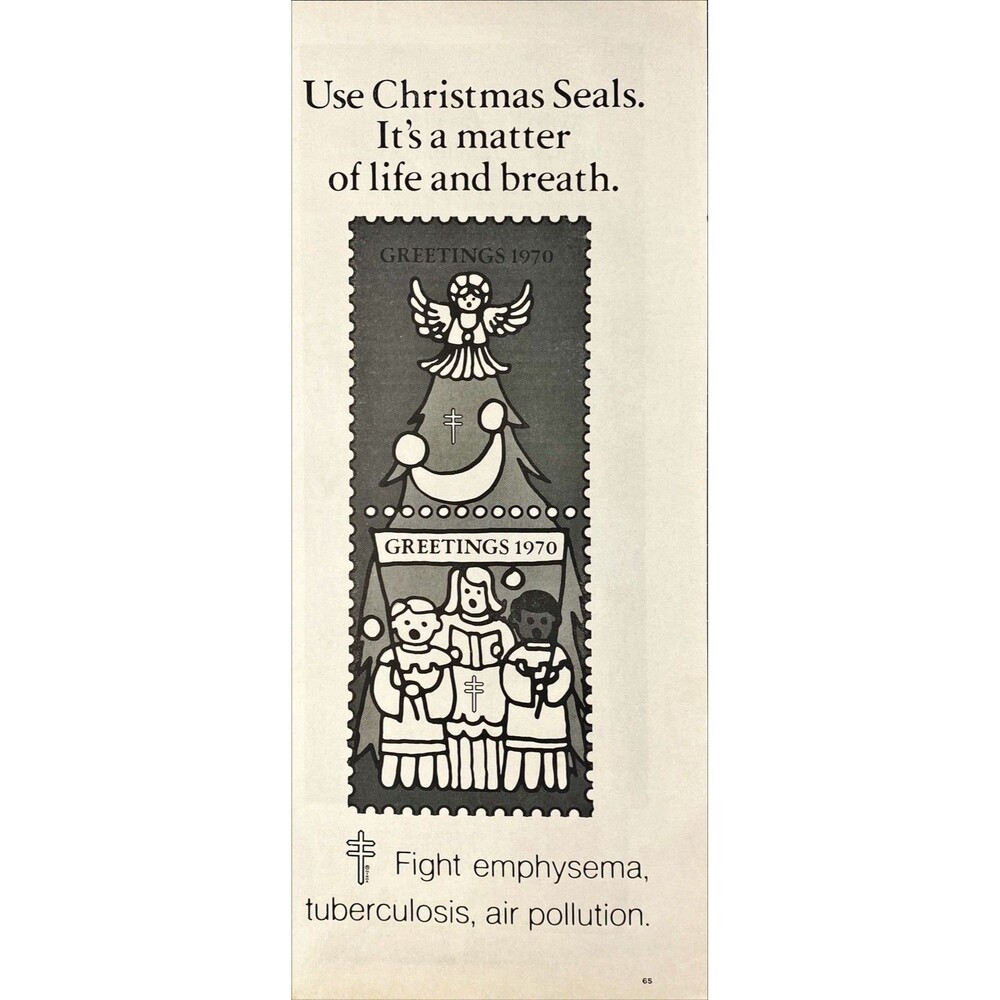 Christmas Seals "It's a matter of Life & Breath" Vintage Print Ad 1970